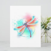 Rote Libelle im Aquarellhintergrund Save The Date (Stehend Vorderseite)