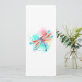 Rote Libelle im Aquarellhintergrund Save The Date (Stehend Vorderseite)