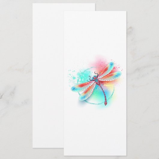 Rote Libelle im Aquarellhintergrund Save The Date (Vorne/Hinten)