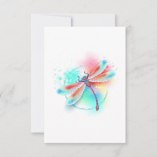 Rote Libelle im Aquarellhintergrund Save The Date (Vorderseite)
