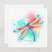 Rote Libelle im Aquarellhintergrund Save The Date (Vorne/Hinten)