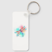 Rote Libelle im Aquarellhintergrund Schlüsselanhänger (Rückseite)