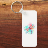 Rote Libelle im Aquarellhintergrund Schlüsselanhänger (Vorderseite)