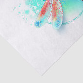 Rote Libelle im Aquarellhintergrund Seidenpapier (Ausschnitt)