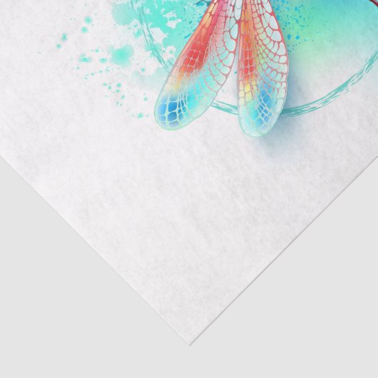 Rote Libelle im Aquarellhintergrund Seidenpapier (Ausschnitt)