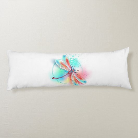 Rote Libelle im Aquarellhintergrund Seitenschläferkissen (Rückseite)
