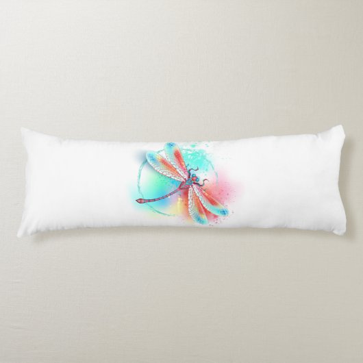 Rote Libelle im Aquarellhintergrund Seitenschläferkissen (Vorderseite)