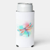 Rote Libelle im Aquarellhintergrund Selters Dosenkühler (Seltzer Vorderseite)