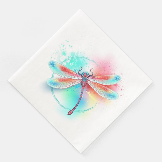 Rote Libelle im Aquarellhintergrund Serviette (Ecke)
