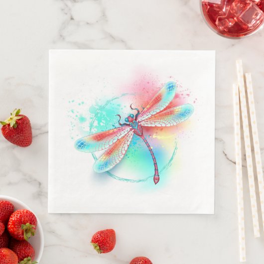 Rote Libelle im Aquarellhintergrund Serviette (Beispiel)