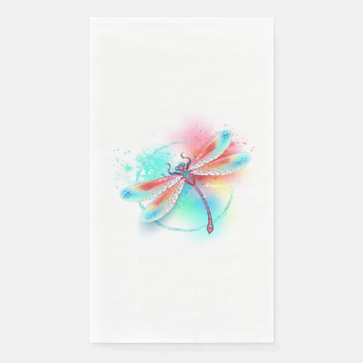 Rote Libelle im Aquarellhintergrund Serviette (Vorderseite)