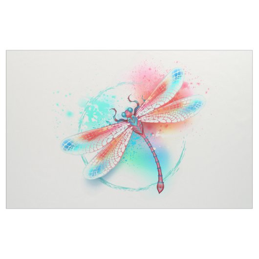 Rote Libelle im Aquarellhintergrund Stoff (Yard (91,4 cm))