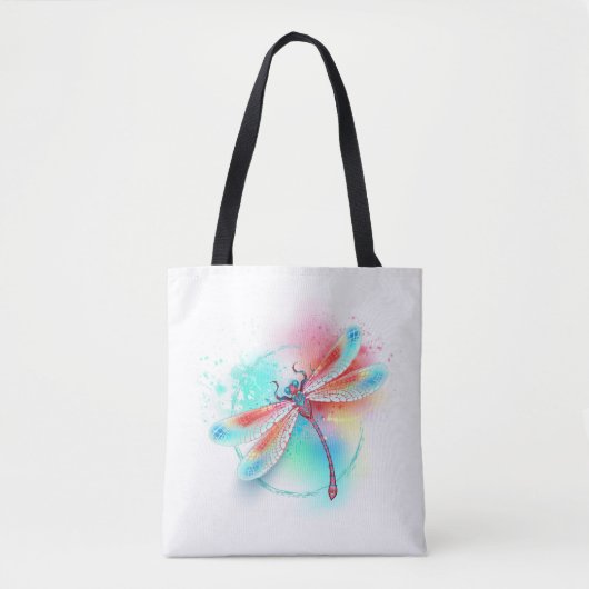 Rote Libelle im Aquarellhintergrund Tasche (Vorderseite)
