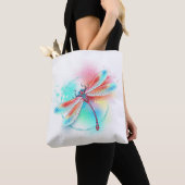 Rote Libelle im Aquarellhintergrund Tasche (Von Nahem)