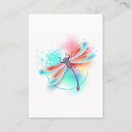 Rote Libelle im Aquarellhintergrund Terminkarte (Vorderseite)