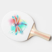 Rote Libelle im Aquarellhintergrund Tischtennis Schläger (Seitenansicht)