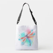 Rote Libelle im Aquarellhintergrund Tragetaschen Mit Langen Trägern (Rückseite)