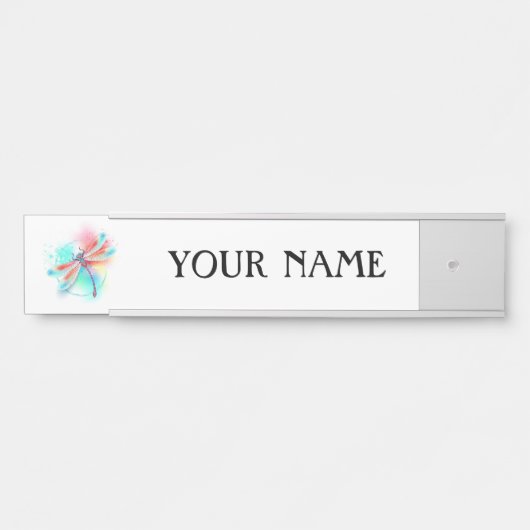 Rote Libelle im Aquarellhintergrund Türschild (Vorderseite )