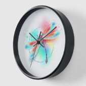 Rote Libelle im Aquarellhintergrund Uhr (Winkel)