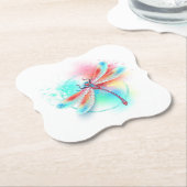 Rote Libelle im Aquarellhintergrund Untersetzer (angewinkelt)