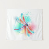 Rote Libelle im Aquarellhintergrund Wandteppich (Vorderseite (Horizontal))