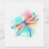 Rote Libelle im Aquarellhintergrund Weinetikett (Einzelnes Label)