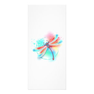 Rote Libelle im Aquarellhintergrund Werbekarte