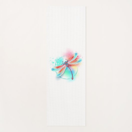 Rote Libelle im Aquarellhintergrund Yogamatte (Vorderseite)