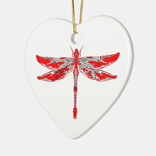 Rote Libelle Keramik Ornament (Links)