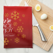 Rote Liebe, Frieden und Freude mit Schneeflocken Geschirrtuch (Viertel Falte)