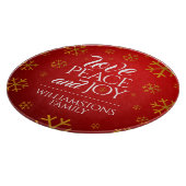 Rote Liebe, Frieden und Freude mit Schneeflocken Schneidebrett (Ecke)