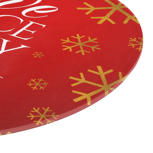 Rote Liebe, Frieden und Freude mit Schneeflocken Schneidebrett (Ecke)