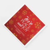 Rote Liebe, Frieden und Freude mit Schneeflocken Serviette (Ecke)