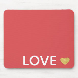 Rote Liebe Goldenes Herz Mousepad