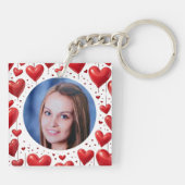 Rote Liebe Herz für benutzerdefiniertes Foto Perso Schlüsselanhänger (Rückseite)