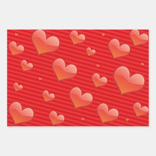 Rote Liebe Herz Geschenkpapier Set (Vorderseite 2)
