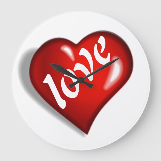 ROTE LIEBE HERZ GROßE WANDUHR (Vorderseite)