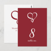 Rote Liebe Herz Hochzeit Tischnummer Cards (Vorne/Hinten)