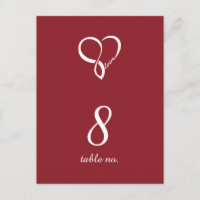 Rote Liebe Herz Hochzeit Tischnummer Cards