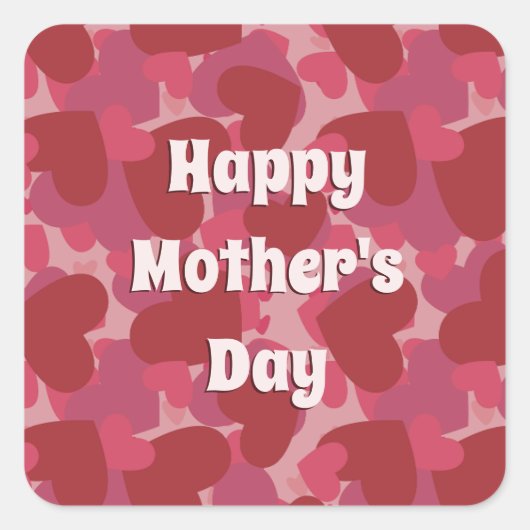 Rote Liebe Herz Muster Muttertag Quadratischer Aufkleber (Vorderseite)