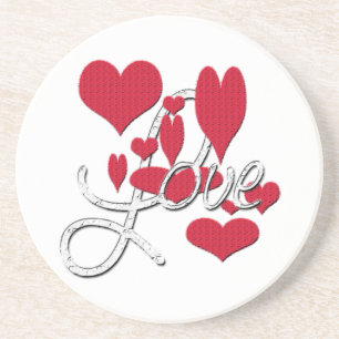 Rote Liebe Herz Sandstein Untersetzer