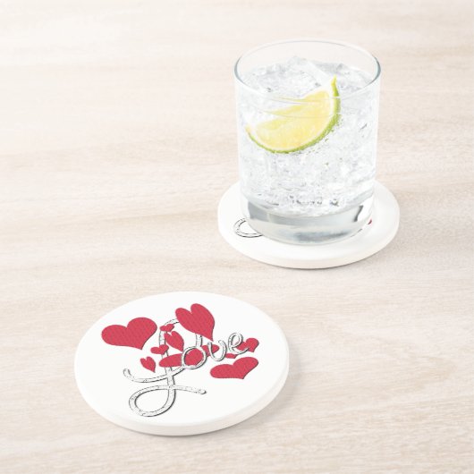 Rote Liebe Herz Sandstein Untersetzer (Seite)