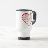 Rote Liebe-Herz-Typografie Reisebecher (VorderseiteRechts)