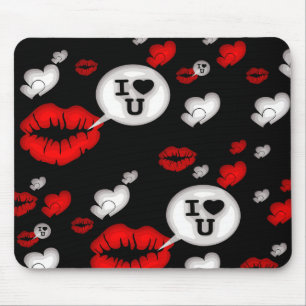 Rote Liebe Herz und Lippen Mousepad