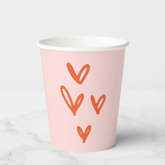 Rote Liebe Herz Valentinstag Rosa Pappbecher (Rückseite)