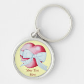 Rote Liebe Herzen mit weißem Bogen romantisch Schlüsselanhänger (Vorne)