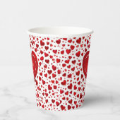 Rote Liebe Herzmuster Valentine Name Pappbecher (Rechts)
