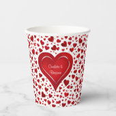 Rote Liebe Herzmuster Valentine Name Pappbecher (Vorderseite)