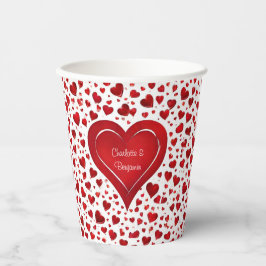Rote Liebe Herzmuster Valentine Name Pappbecher