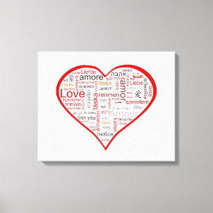 Rote Liebe Herztypografie Leinwanddruck